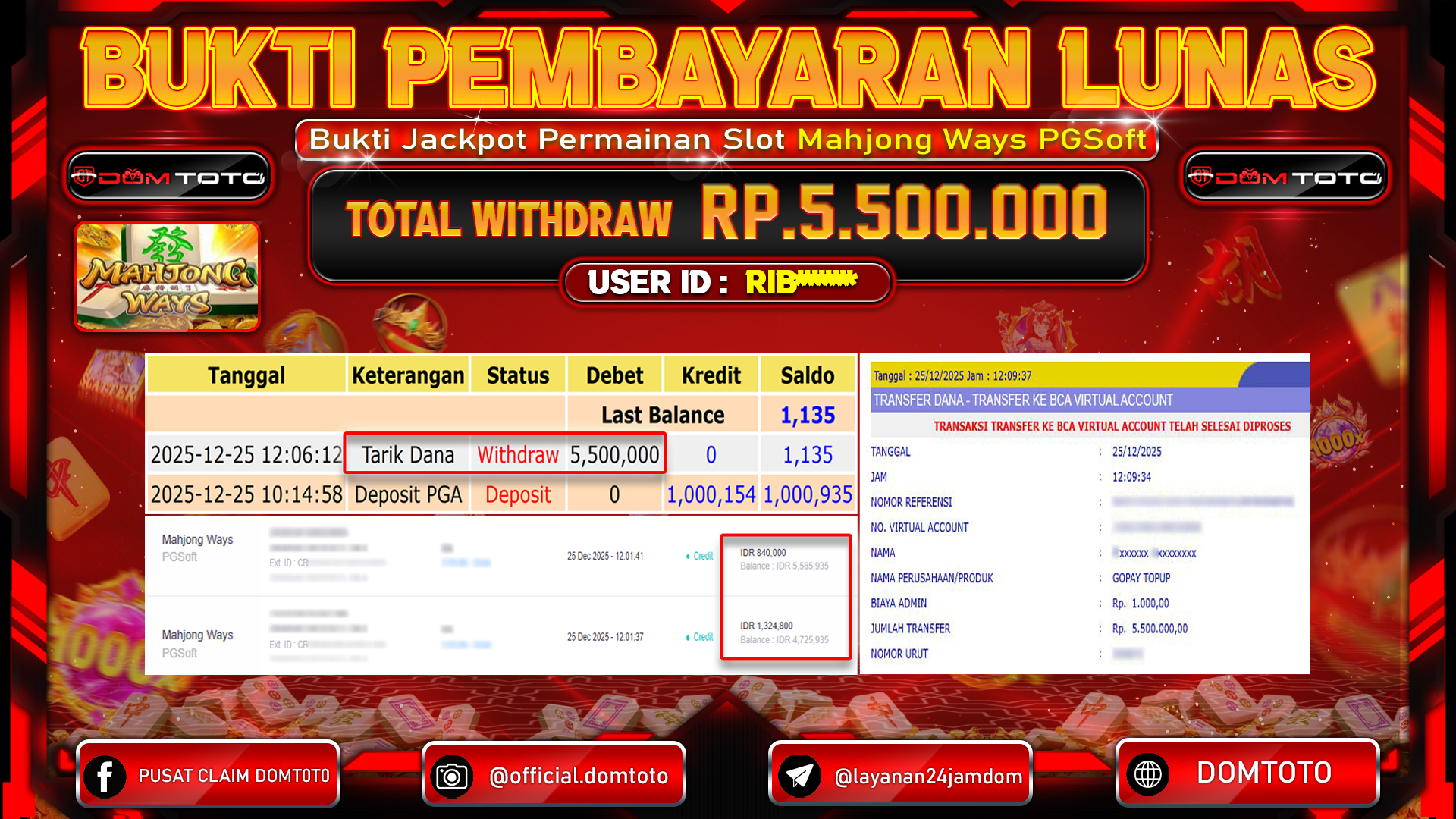 JACKPOT SLOT Mahjong Ways PGSoft 25 DECEMBER 2025